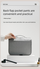 Eco-Friendly RPET Hanging Toiletry Cosmetic Bag - Large Capacity Waterproof - Grey