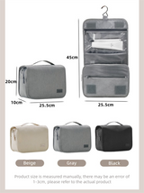 Eco-Friendly RPET Hanging Toiletry Cosmetic Bag - Large Capacity Waterproof - Grey