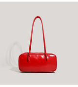 Coffee Chic PU Leather Baguette Shoulder Bag - Elegant Bow Accent