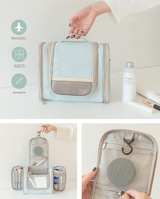 Light Blue Large Capacity Hanging Travel Toiletry Bag - Waterproof