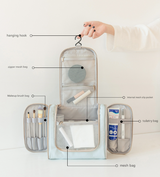 Light Blue Large Capacity Hanging Travel Toiletry Bag - Waterproof