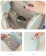 Light Blue Large Capacity Hanging Travel Toiletry Bag - Waterproof