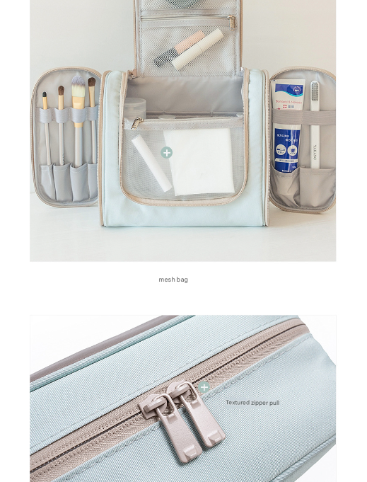 Light Blue Large Capacity Hanging Travel Toiletry Bag - Waterproof