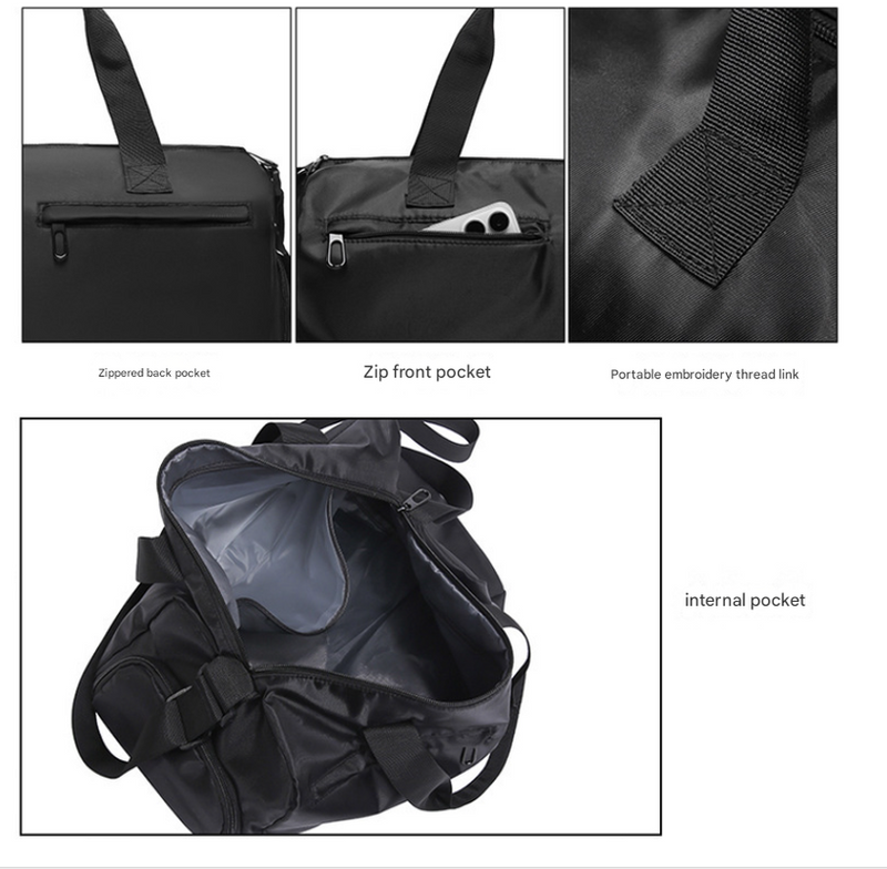 Men's Large Capacity Sports Duffel Bag with Wet/Dry Separation Pocket - Black