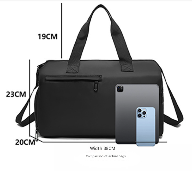 Men's Large Capacity Sports Duffel Bag with Wet/Dry Separation Pocket - Black