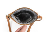 Brown PU Leather Compact Women's Crossbody Bag - Adjustable Strap, Double Zipper Closure