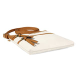 Brown and White PU Leather Compact Women's Crossbody Bag - Adjustable Strap, Double Zipper Closure