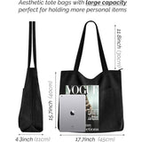 Stylish Corduroy Canvas Tote Bag - Fashionable and Retro Shoulder Bag - Green