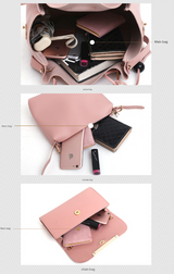 Brown 3-Piece Women's Handbag Set - PU Leather Tote, Crossbody Bag & Clutch Purse