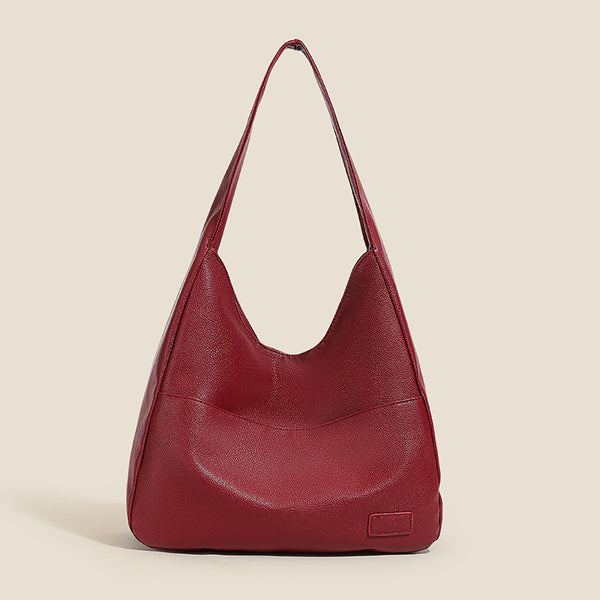 Retro PU Leather Tote Bag - Casual Single Shoulder Crossbody Bag - Red