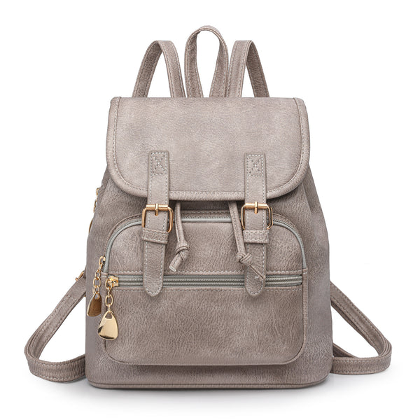 Stylish PU Leather Backpack for Women - Compact Travel Companion - Grey