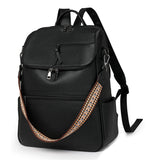 Stylish Anti-Theft Backpack - Vintage PU Leather Convertible Rucksack & Shoulder Bag - Black