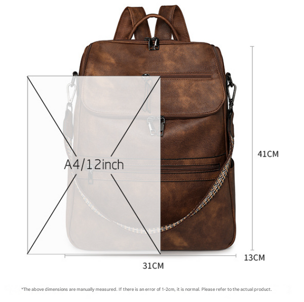Stylish Anti-Theft Backpack - Vintage PU Leather Convertible Rucksack & Shoulder Bag - Yellow