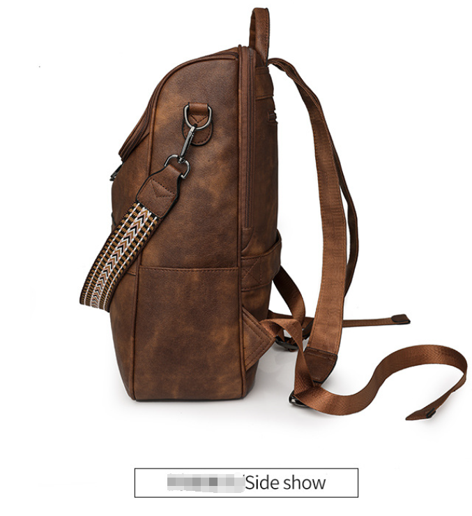 Stylish Anti-Theft Backpack - Vintage PU Leather Convertible Rucksack & Shoulder Bag - Yellow