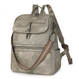 Stylish Anti-Theft Backpack - Vintage PU Leather Convertible Rucksack & Shoulder Bag - Grey