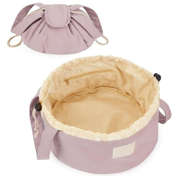 Large Capacity Portable Drawstring Makeup Bag - Cosmetic Brush Storage - Pink