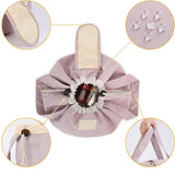 Large Capacity Portable Drawstring Makeup Bag - Cosmetic Brush Storage - Pink