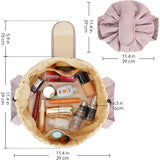 Large Capacity Portable Drawstring Makeup Bag - Cosmetic Brush Storage - Pink