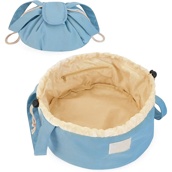 Large Capacity Portable Drawstring Makeup Bag - Blue