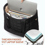 Large Capacity Tote Bag - Quilted Women's Shoulder Bag and Laptop Bag - Black