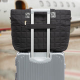 Large Capacity Tote Bag - Fashionable Quilted Women's Shoulder Bag and Laptop Bag - Khaki