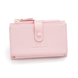 Compact Bifold Wallet for Women - High Capacity PU Leather Purse - Pink