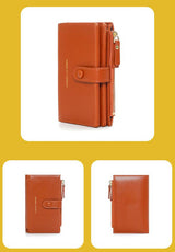 Compact Bifold Wallet for Women - High Capacity PU Leather Purse - Pink
